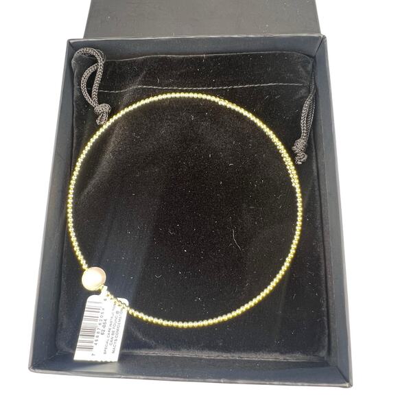 Macys Cultured Pearl Coil 18K Plate over Sterling Silver Necklace Choker NWT - Picture 1 of 11